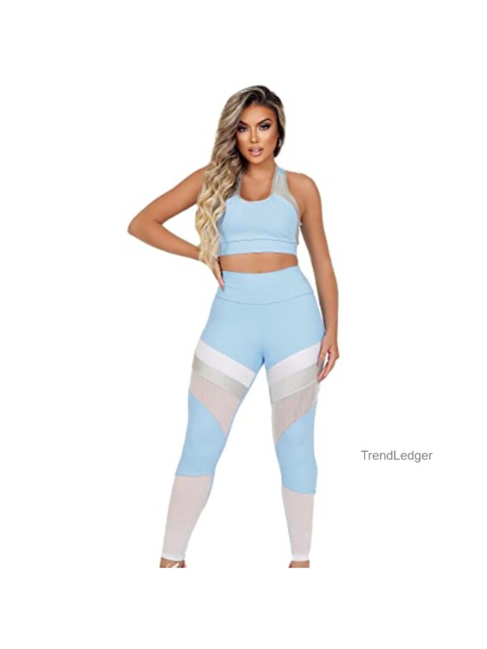 Women's Workout Set 2 Piece Ribbed Seamless High Waist Leggings Sports Bra Yoga